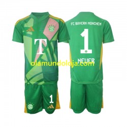Camisola Bayern de Munique Manuel Neuer 1 Guarda-redes Criança Equipamento Quarto 2024-2025 Manga Curta